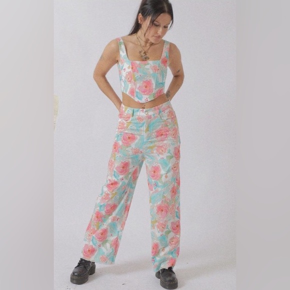 Elsie Fred mizz floral print flare denim jeans size XS - Picture 10 of 10